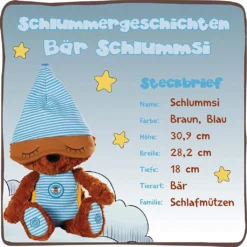 Nici 44531 Schlafmützen Schlummsi Der Schlummergeschichten-Bär Ca 38cm Blau -Kuschelwelt Verkauf 0a061b408f593931505c9df237bd3256