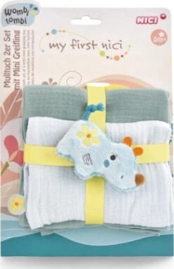 NICI Mulltuch 2er-Set 60x60 Cm Mit Greifling Nashorn Manuffi (48046) -Kuschelwelt Verkauf 26039351 06