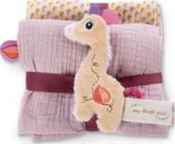 NICI Mulltuch 2er-Set 60x60 Cm Mit Greifling Giraffe Sasuma (48045)