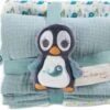 NICI Mulltuch 2er-Set 60x60 Cm Mit Greifling Pinguin Watschili (48048)