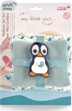 NICI Mulltuch 2er-Set 60x60 Cm Mit Greifling Pinguin Watschili (48048) -Kuschelwelt Verkauf 26039651 06