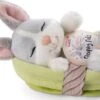 NICI Kuscheltier Hase Grau 12cm Schlafend Im Körbchen