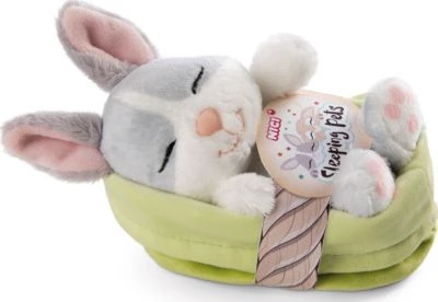 NICI Kuscheltier Hase Grau 12cm Schlafend Im Körbchen 1 NICI Kuscheltier Hase Grau 12cm Schlafend Im Körbchen