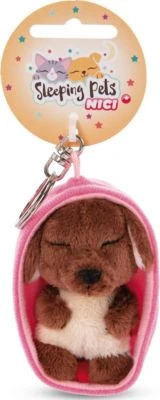 NICI Schlüsselanhänger Sleeping Pets Hund 8cm Braun,