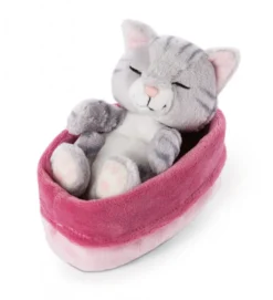 Nici 47141 Sleeping Kitties Schlafende Katze Im Körbchen 12cm Plüsch Grau