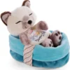 NICI Spielwaren Sleeping Pets Kätzchen Siamkatze 12cm Im Körbchen Kuscheltiere Teddies & Plüschfiguren