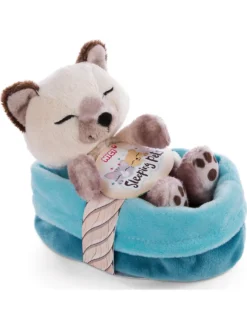 NICI Spielwaren Sleeping Pets Kätzchen Siamkatze 12cm Im Körbchen Kuscheltiere Teddies & Plüschfiguren